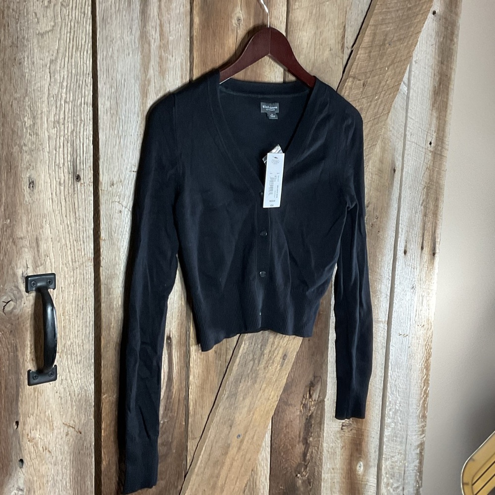 BOLD Elements Black Button-Up Cropped Cardigan Size M - Picture 5 of 7